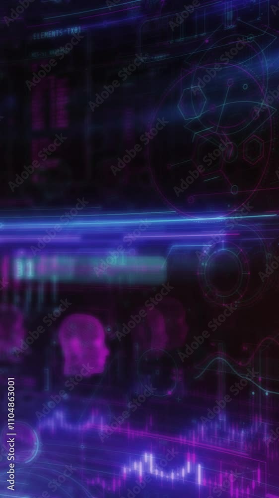 Poster movement of infographic data in digital space.