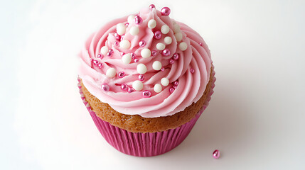 A beautifully decorated a cupcake isolated on white background