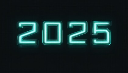Glowing Neon 2025 New Year Digital Countdown Futuristic Style Light Display