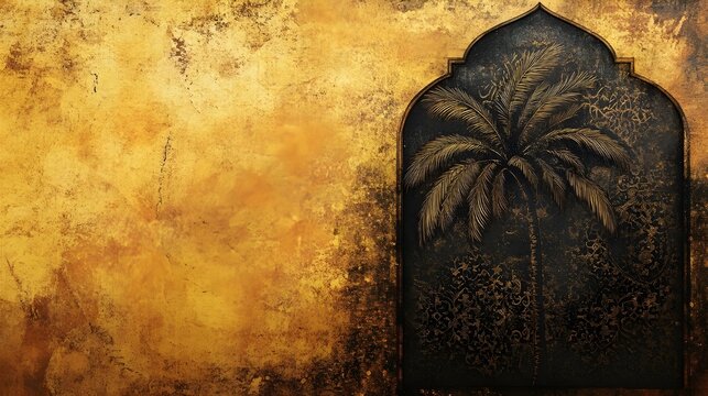 Traditional Islamic Embroidery with a Palm Tree.