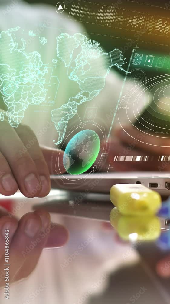 Poster data analysis and virtual projection of animated infographics.