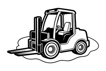 Naklejka premium Line Drawing of Forklift - Line Art Vector Illustration for Graphic Design