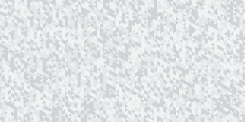 Abstract geometric white and gray background seamless low polygon triangle texture wallpaper. Triangle shape retro wall grid pattern geometric ornament tile vector square element.
