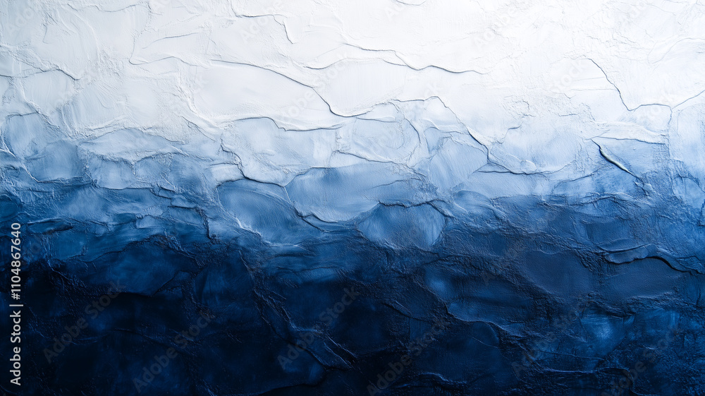 Poster Abstract navy and white ombre texture with rough, layered surface, evoking sense of calm and depth. gradient transitions smoothly from dark to light, creating serene visual effect