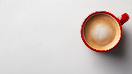 Minimalist Coffee Design with Red Cup and Clean Layout