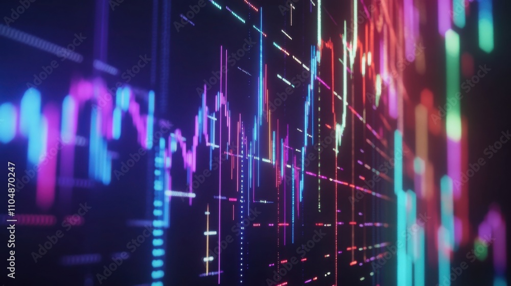 Poster colorful and dynamic financial data visualization background graphic