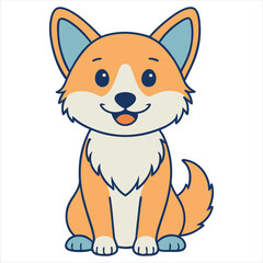 Fototapeta premium Cute Baby Cartoon Icelandic Sheepdog Dog Sitting Vector Illustration 