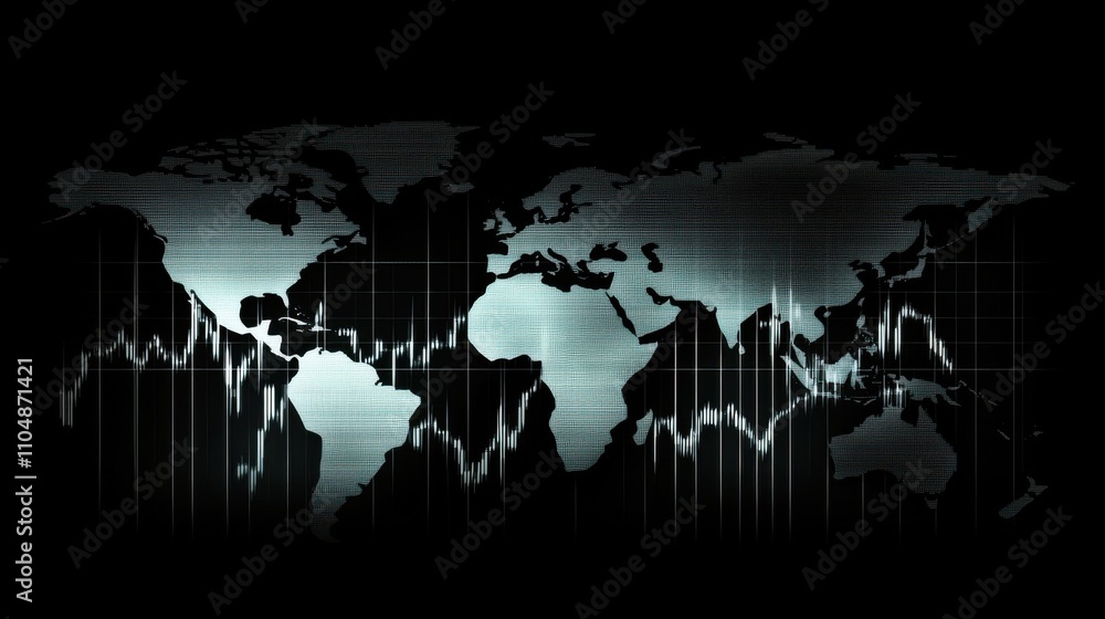 Poster abstract world map with digital data visualization background