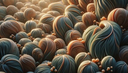 Fototapeta premium A surreal and intricate digital artwork depicting a vibrant and glowing microscopic cellular structure with dynamic curves and shapes