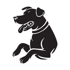 minimal angry Pitbull dog vector silhouette, black color silhouette