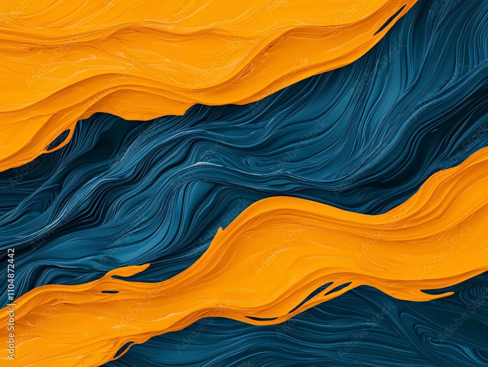 Poster vibrant abstract waves of teal and orange create a dynamic visual impact, perfect for modern design 
