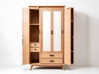 Fototapeta premium wooden wardrobe on white background , wooden furniture