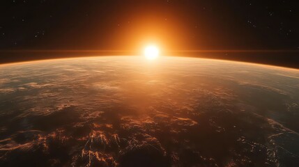 Fototapeta premium Sunrise over Earth from space, a breathtaking view of our planet.