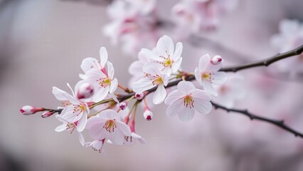 Elegant Cherry Blossom Branch in Full Bloom, Perfect for Wall Art, Desktop Backgrounds, and Greeting Cards