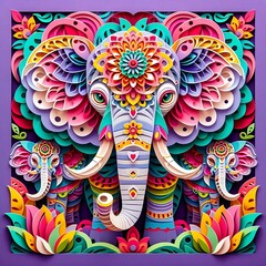 Fototapeta premium elephant colour paper work 