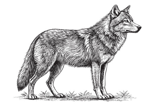 wild wolf cool sketch hand dawn drawing vector illustration