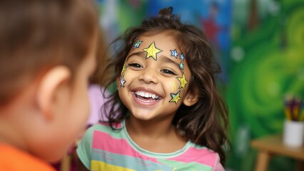 Joyful Kids with Face Paint: Perfect for Children's Party Supplies, Decorations, and Happy Memories