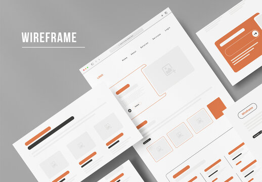 Modern Landing Page Wireframe Template for UX UI Design Layout