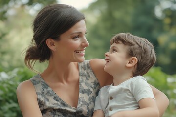 Woman with kid celebrating Woman's day.
