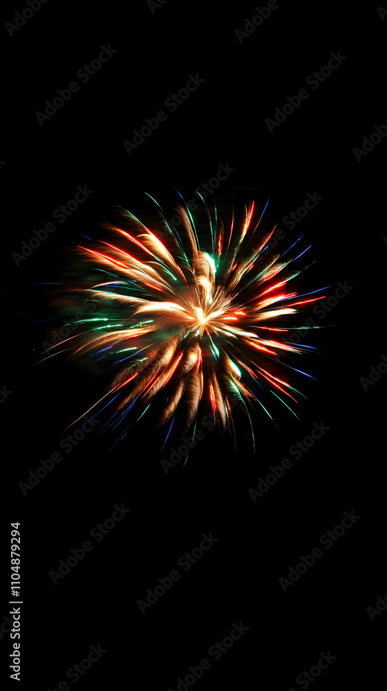 Poster vibrant fireworks display explodes in night sky, illuminating darkness with colorful radiance