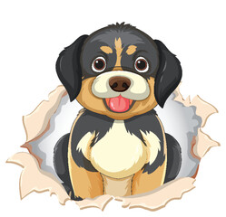 Cute Puppy Peeking Through Paper