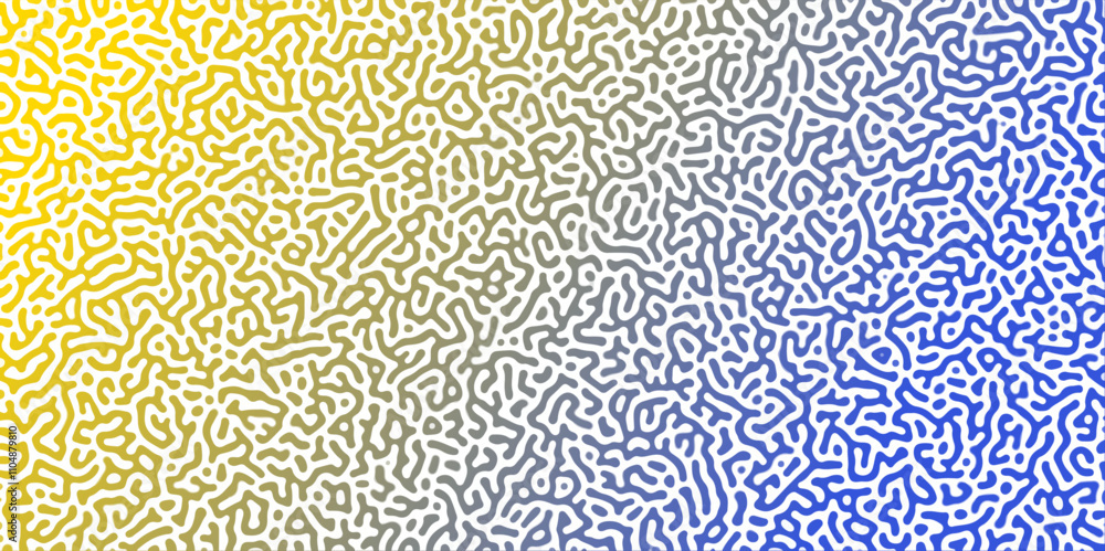 Poster abstract reaction-diffusion turing pattern natural texture blue and yellow gradient color scheme. li