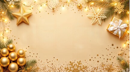 A festive Christmas-themed composition with a clean, white wooden background.