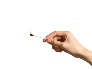 hand holding a burning match