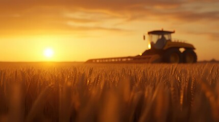 Fototapeta premium Image of crop harvesting machinery powered by modern technology.
