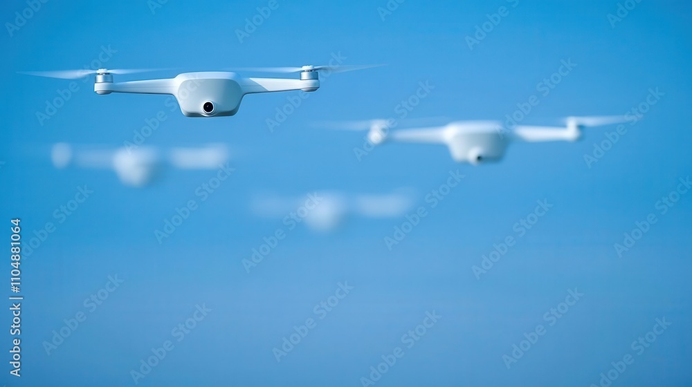 Poster aerial image showcasing the introduction of drones in agriculture for enhanced farming efficiency.