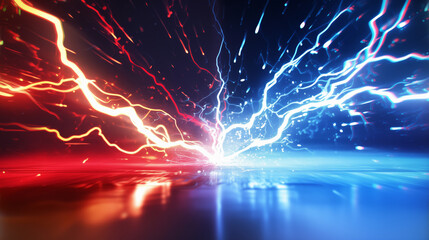 " 相対的な赤と青の雷のバックグラウンド "