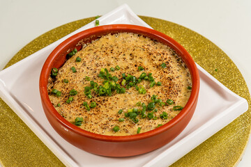 Baked oyster cake close-up