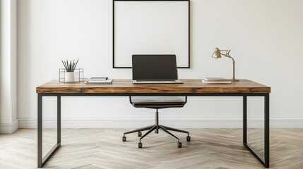 Minimalist Office Workspace with Laptop and Natural Light
