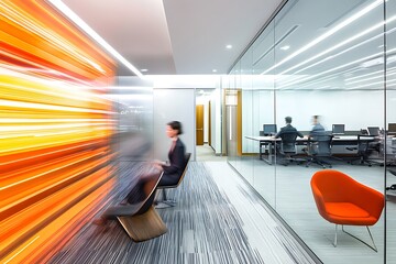 Modern Office Interior Design with Dynamic Wall Art