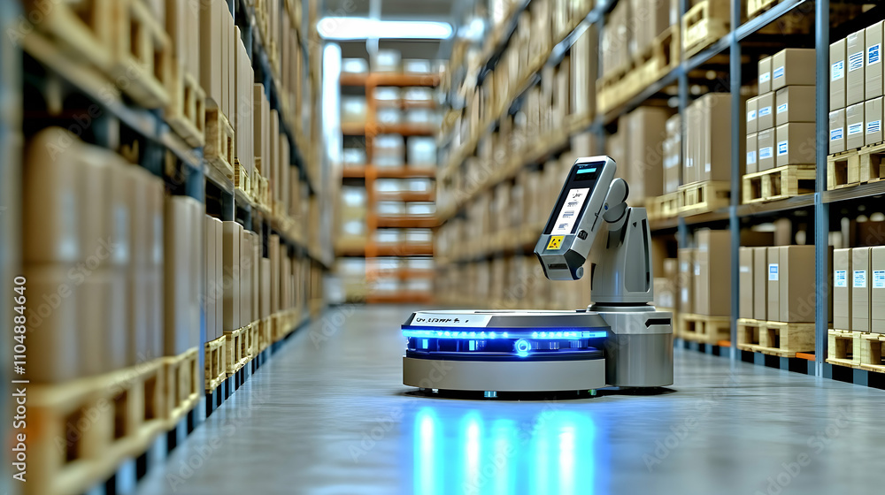 Poster automated robot navigates warehouse aisles efficiently