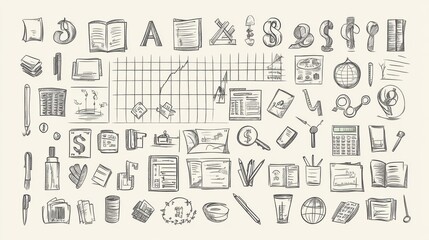 Hand-drawn Business and Office Elements for Creative Projects