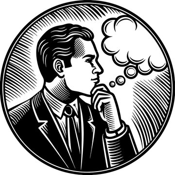 recommend clip art: Man thinking vector silhouette, isolated white background