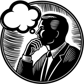 recommend clip art: Man thinking vector silhouette, isolated white background