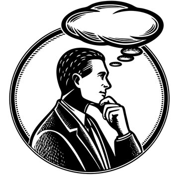 recommend clip art: Man thinking vector silhouette, isolated white background