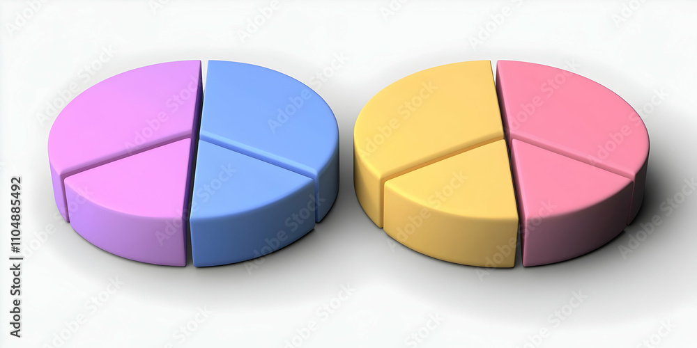 Aufkleber pastel pie charts. data visualization in 3d