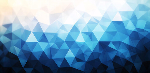 Obraz premium A serene abstract geometric pattern featuring blended triangles in cool blue tones, ideal for business presentations, technology banners, or calming design projects.