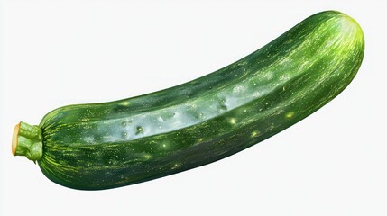 A Single Green Zucchini on White Background