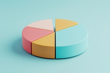 Obraz premium Colorful pie chart infographic, data segments labeled, detailed statistics, 3D illustration