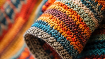 Textile weaving artistry, with close-up on intricate designs