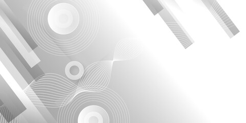 Obraz premium White and grey abstract background with geometric circle shapes. abstract geometric background Vector, illustration. Modern graphic design element circles artistic, for poster, cover, banner,
