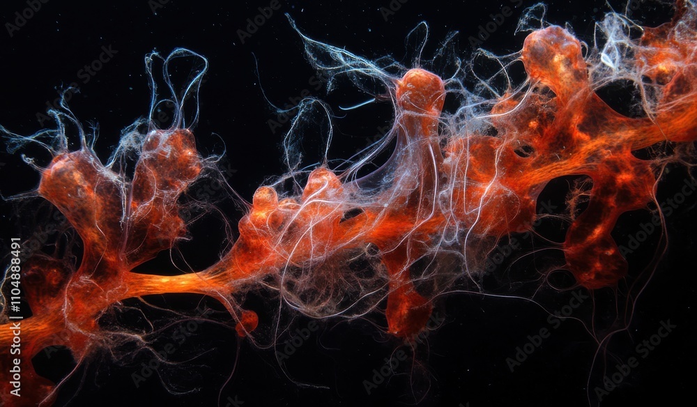 Aufkleber captivating abstract composition of colorful organic structures against a dark background featuring 