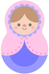 Hand Drawn Cute Matryoshka Russian Dolls Pink headscarf