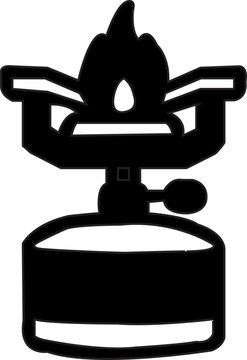 black camping stove burning flame clip art preview