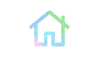 Icon home is made up of LED square shapes. There are bright diodes and there are black dead diodes