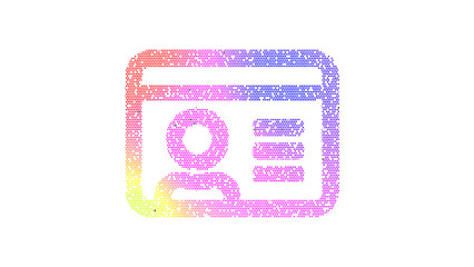 Icon id card is made up of LED square shapes. There are bright diodes and there are black dead diodes